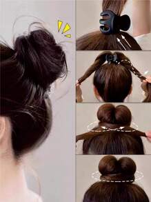 2 件/1 件南瓜形发爪夹，女士蟹爪发夹发饰发爪简约优雅发髻制作器、发夹、发夹、休闲 - 黑色 - 查看 7