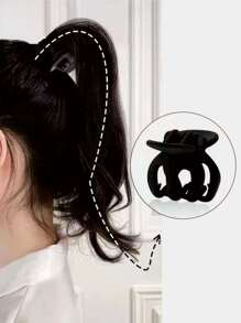 2 件/1 件南瓜形发爪夹，女士蟹爪发夹发饰发爪简约优雅发髻制作器、发夹、发夹、休闲 - 黑色 - 查看 6