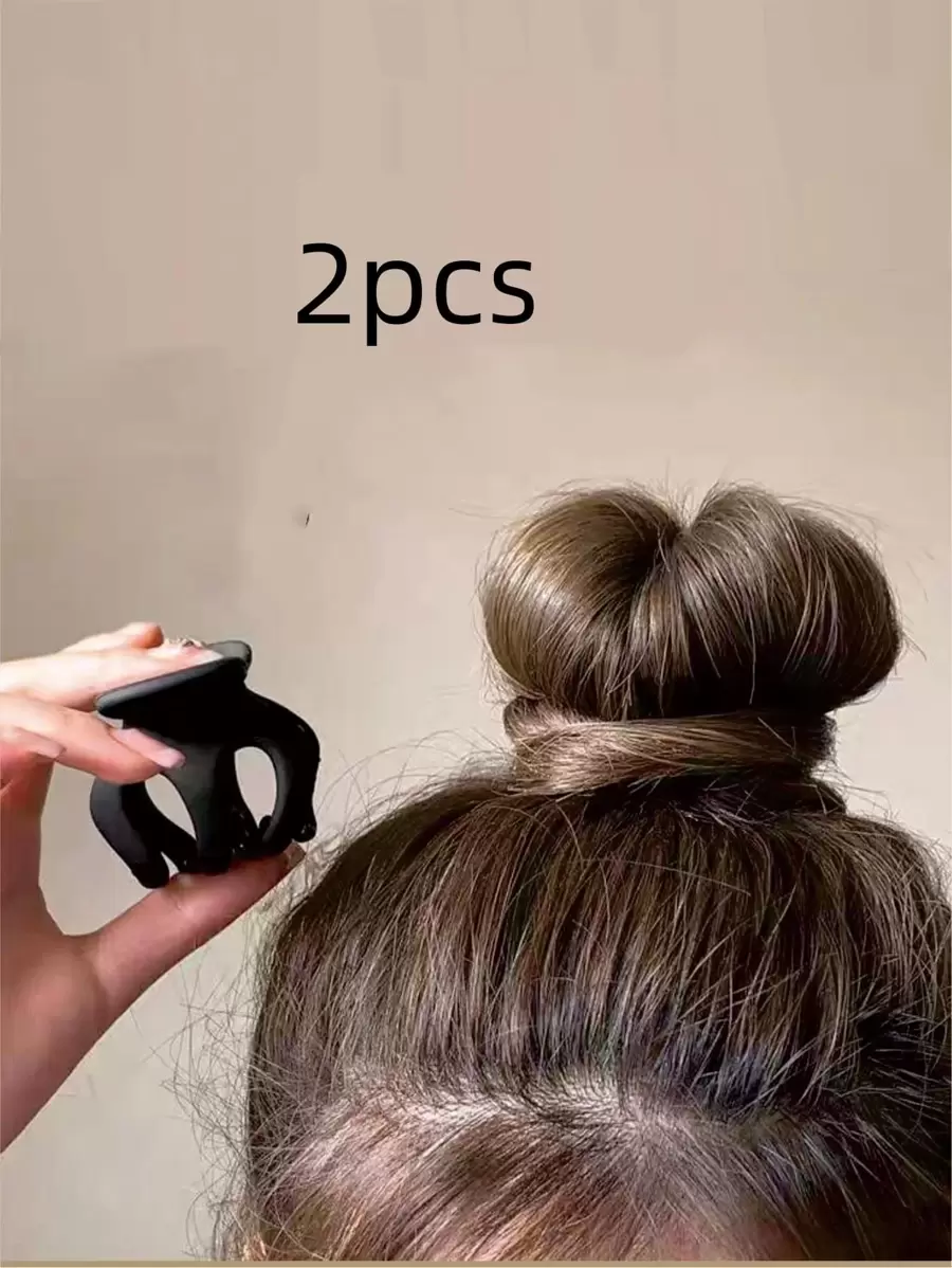 2 件/1 件南瓜形发爪夹，女士蟹爪发夹发饰发爪简约优雅发髻制作器、发夹、发夹、休闲 - 黑色 - 查看 1