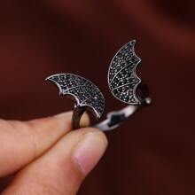 Một Punk Thú vật Dơi Nhẫn Retro Nhẫn cưới Buổi tiệc Mở Ban nhạc CZ Đồ trang sức - màu đen - Xem 1