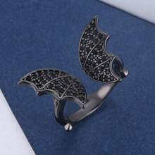 Một Punk Thú vật Dơi Nhẫn Retro Nhẫn cưới Buổi tiệc Mở Ban nhạc CZ Đồ trang sức - màu đen - Xem 3