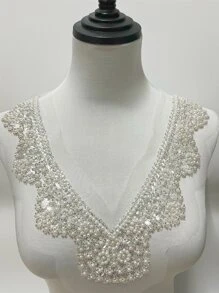 1pc Bridal Dress Collar Clothing Sewing Applique Diy - White - View 5