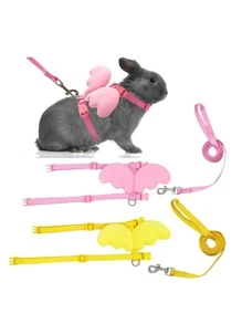 1pc Cute Angel Wing Pet Rabbit Harness And Leash For Cats Rabbits Personalized Rabbit Harnesses Bunny Accessories Hamster Clothes - Red - View 3