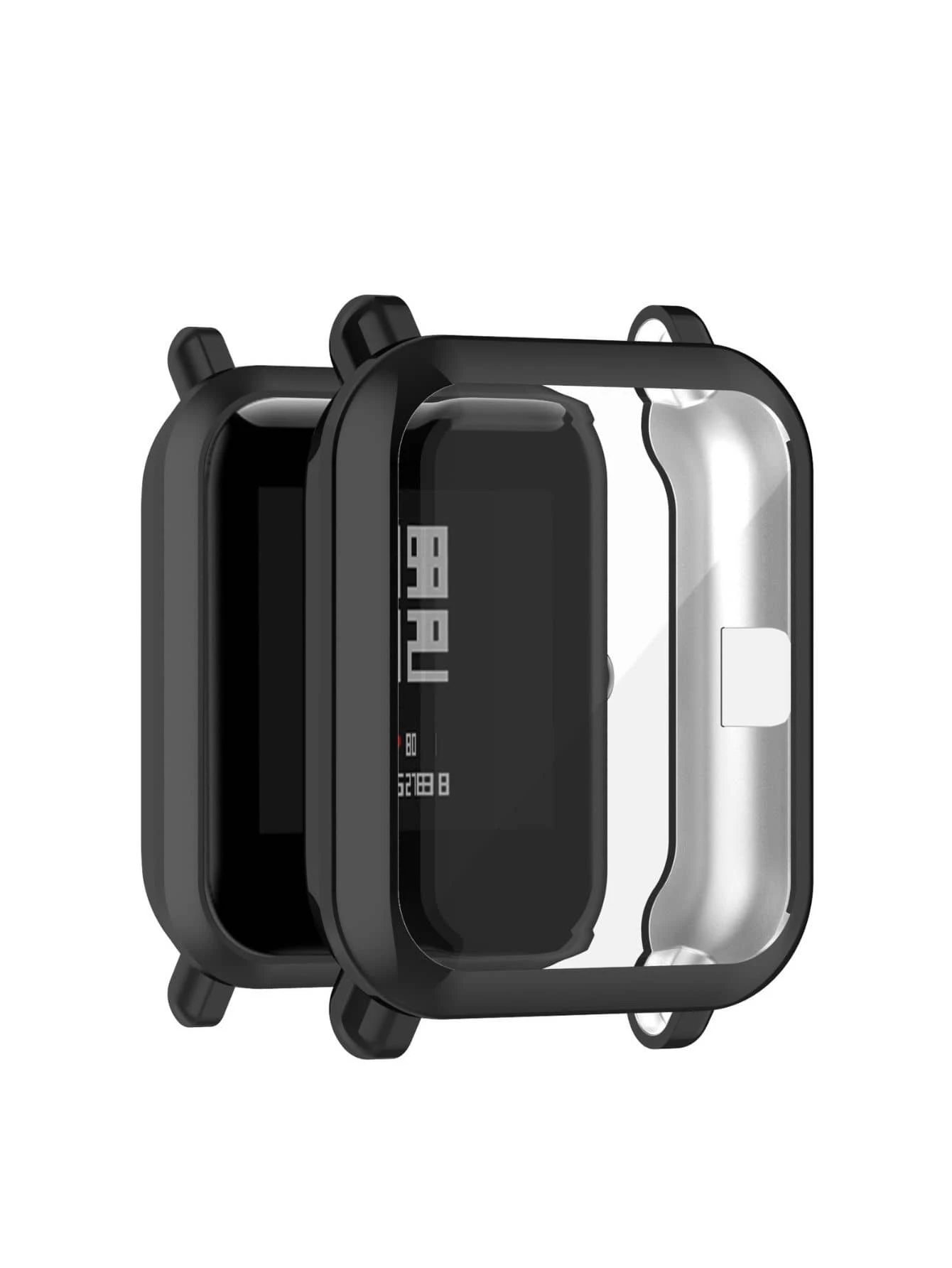 capa silicone tpu protetor de tela Compativel para Amazfit bip bip 1s bip lite gts2 mini - Preto - Visão 1