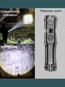 1pc Rechargeable 1200mah Mini Flashlight, Adjustable Focus With Strong Beam, Portable For Outdoor, Home, Car Use With Multiple Light Modes