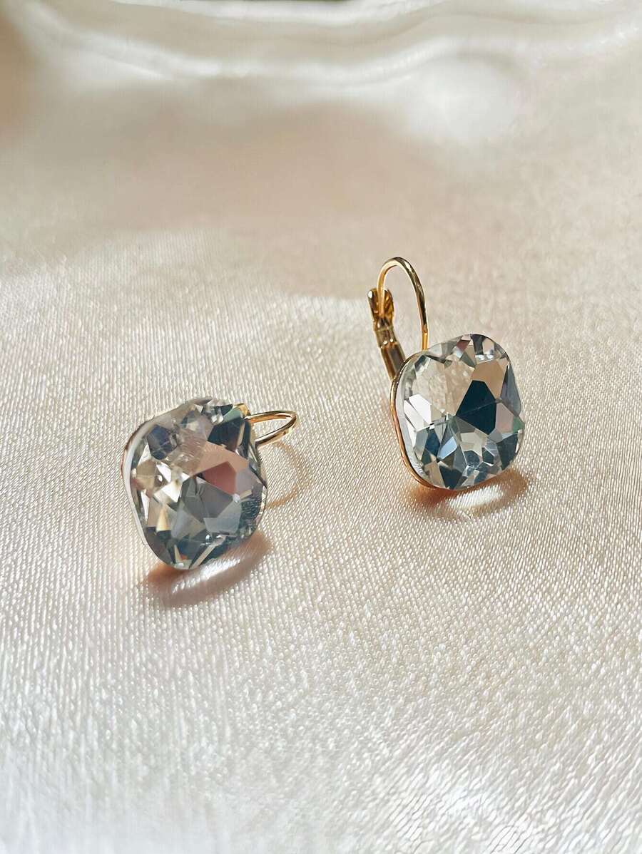 European And American Style Fashion Crystal Inlaid Earrings, Simple And Versatile Ear Accessories - White - View 1