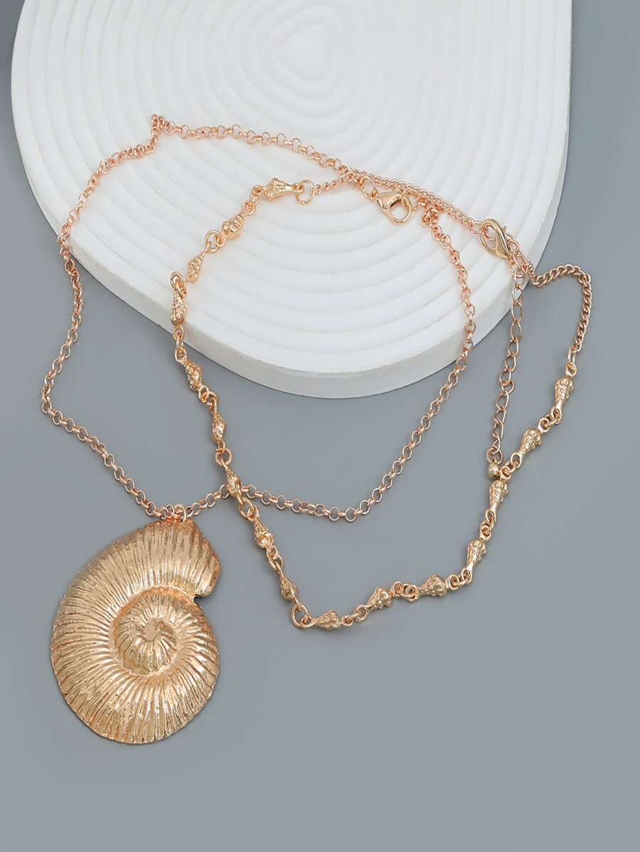 Đúng mốt Vỏ sò Dây chuyền 2 cái/bộ Đối với phụ nữ - Vàng - Xem 1