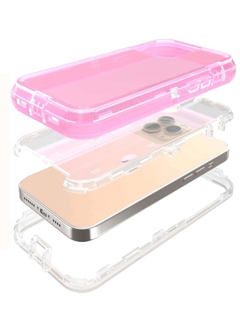 1pc Anti-fall Clear Phone Case With 2pcs Tempered Glass Screen Film & 2pcs Lens Protector Compatible With iPhone15/15Plus/15Pro/15Promax