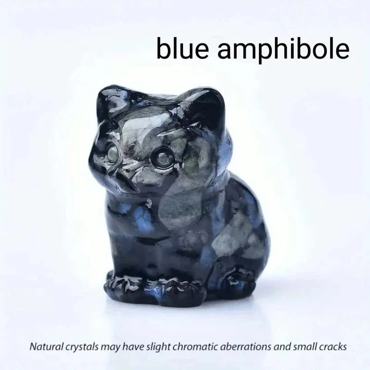 1pc Crystal Carved Cat Figurine, Ideal As Crystal Gift For Home Decoration Or Pocket Meditation Stone - crystal - View 6