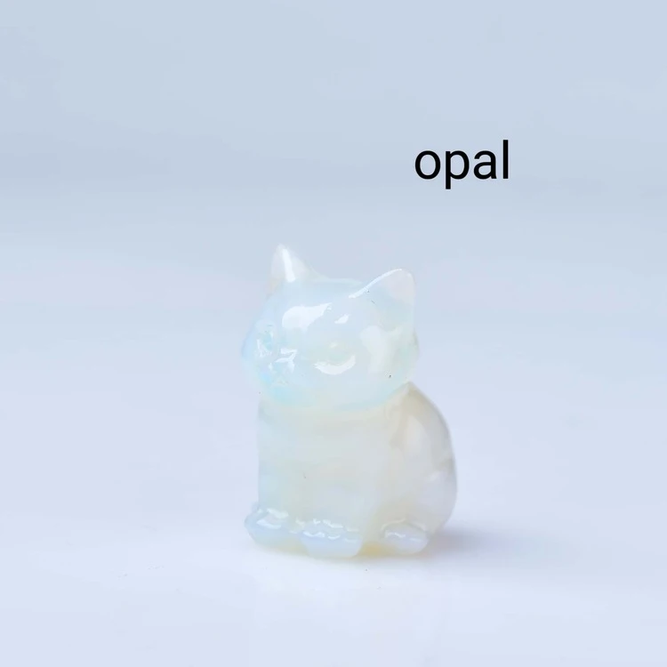 1pc Crystal Carved Cat Figurine, Ideal As Crystal Gift For Home Decoration Or Pocket Meditation Stone - crystal - View 8