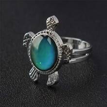 2 Piezas Anillo De Tortuga Que Cambia De Color Con La Temperatura - ¡regalo Perfecto Para Hombres, Mujeres, Niñas Y Niños! - 2 anillos divididos de tortuga que cambian de color - Ver 2