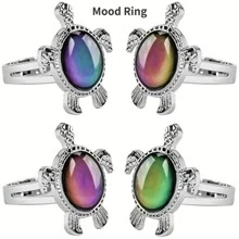 2 Piezas Anillo De Tortuga Que Cambia De Color Con La Temperatura - ¡regalo Perfecto Para Hombres, Mujeres, Niñas Y Niños! - 2 anillos divididos de tortuga que cambian de color - Ver 3