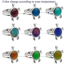 4入組溫度敏感變色烏龜戒指-男女老少皆宜的完美禮物！ - 4個變色烏龜開口戒指 - 查看 9