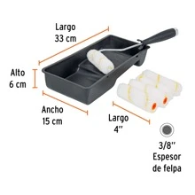 Kit de rodillo para pintar, 4' (maneral, charola y felpa) KIT-ROPI-420N 15023 - Negro - Ver 3