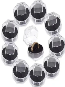 20 Exhibidores Anillos De Plástico Joyería Exhibidor - Negro - Ver 1