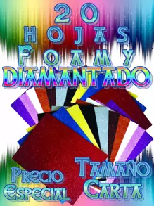 20 hojas Foamy Diamantado 10 Colores Surtidos Brillantina - Multicolor - Ver 1