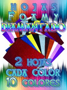 20 hojas Foamy Diamantado 10 Colores Surtidos Brillantina - Multicolor - Ver 3
