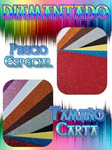 20 hojas Foamy Diamantado 10 Colores Surtidos Brillantina - Multicolor - Ver 2