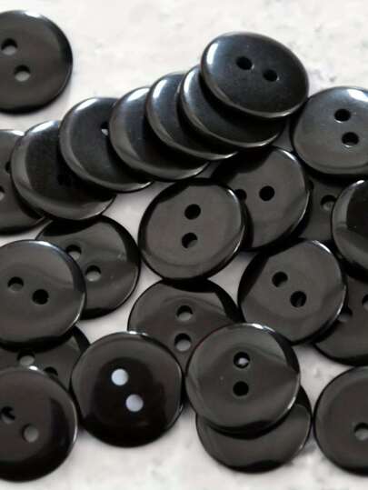  100pcs/Pack Black 2-Hole Resin Buttons, Double-Sided Sewing Buttons, Suitable For Shirts, Home Textiles, Crafts, Clothing And Sewing Accessories