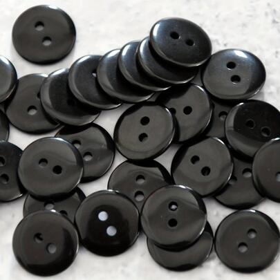  100pcs/Pack Black 2-Hole Resin Buttons, Double-Sided Sewing Buttons, Suitable For Shirts, Home Textiles, Crafts, Clothing And Sewing Accessories