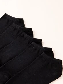 5雙男士競技襪子-防滑,減震,低胸設計適用於舒服穿著 - 黑色 - 查看 3