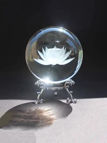 1 pieza Decoración de arte con patrón de loto bola de cristal - Multicolor - Ver 1