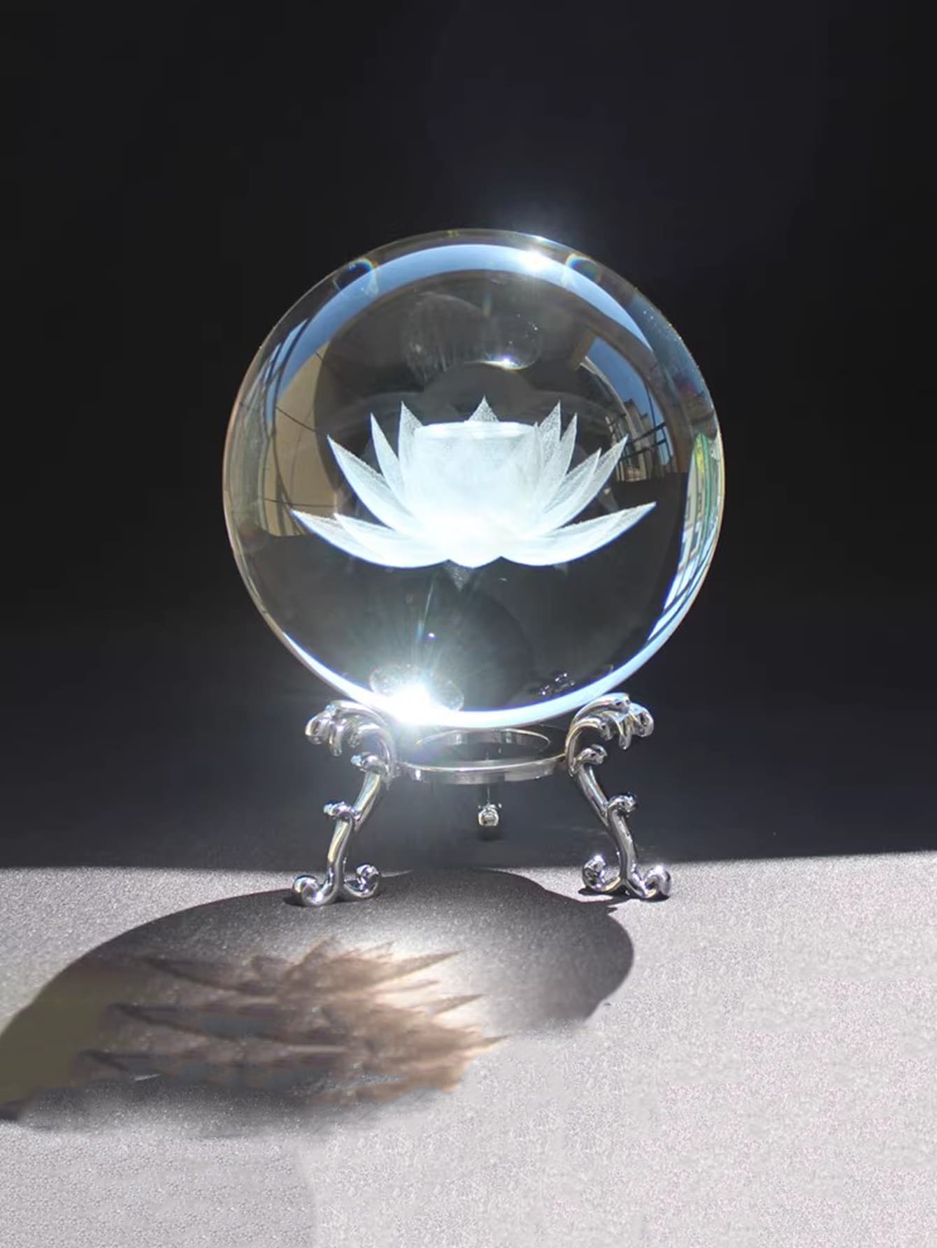 1 pieza Decoración de arte con patrón de loto bola de cristal - Multicolor - Ver 1