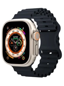 1 条午夜色海洋硅胶表带兼容 Apple Watch 表带 49 毫米 45 毫米 46 毫米 44 毫米 42 毫米 41 毫米 40 毫米 38 毫米，透气运动表带可调节腕带兼容 Apple Watch Ultra 10 9 8 7 6 5 4 3 2 - 藍色 - 查看 1