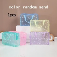 1 件装 PVC 透明化妆包 女士防水拉链化妆包 旅行盥洗包 学生手提包 女士宿舍必备旅行防水返校书包 旅行必备旅行收纳包 海滩暑假化妆包 化妆品收纳包 化妆品收纳 - 彩色 - 查看 3