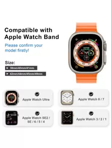 1 条橙色海洋硅胶表带，兼容 Apple Watch 表带 49 毫米 45 毫米 46 毫米 44 毫米 42 毫米 41 毫米 40 毫米 38 毫米，透气运动表带可调节腕带，兼容 Apple Watch Ultra 10 9 8 7 6 5 4 3 2 - 橘色 - 查看 3