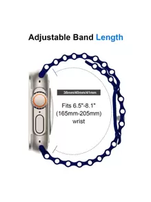 1入組深夜藍色海洋矽膠表帶，適用於Apple Watch，表帶尺寸為49mm、45mm、44mm、42mm、41mm、40mm、38mm。透氣運動款Apple Watch表帶，可調節腕帶，適用於Apple Watch系列Ultra 9 8 7 6 5 4 3 2 1 - 藏蓝色 - 查看 4