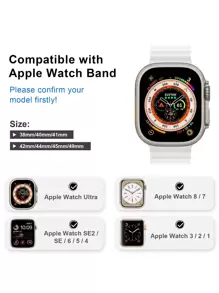1 条白色海洋硅胶表带，兼容 Apple Watch 表带 49 毫米 45 毫米 46 毫米 44 毫米 42 毫米 41 毫米 40 毫米 38 毫米，透气运动表带可调节腕带，兼容 Apple Watch Ultra 10 9 8 7 6 5 4 3 2 - 白色 - 查看 3