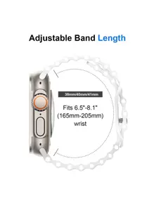 1 条白色海洋硅胶表带，兼容 Apple Watch 表带 49 毫米 45 毫米 46 毫米 44 毫米 42 毫米 41 毫米 40 毫米 38 毫米，透气运动表带可调节腕带，兼容 Apple Watch Ultra 10 9 8 7 6 5 4 3 2 - 白色 - 查看 4