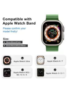 1 条军绿色海洋硅胶表带兼容 Apple Watch 表带 49 毫米 45 毫米 46 毫米 44 毫米 42 毫米 41 毫米 40 毫米 38 毫米，透气运动表带可调节腕带兼容 Apple Watch Ultra 10 9 8 7 6 5 4 3 2 - 軍綠色 - 查看 3