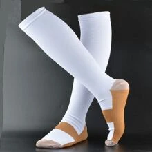 đôi tất dài nén thể thao bằng sợi đồng để ngăn ngừa chứng giãn tĩnh mạch - trắng - Xem 1