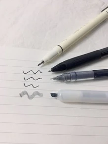 4入組黑色經典中性鋼筆繪畫寫作學生日記 - 黑色 - 查看 3