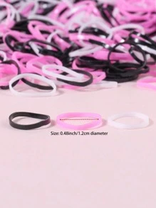 1500入組女孩素色休閒髮圈適用於日常 - 彩色 - 查看 3