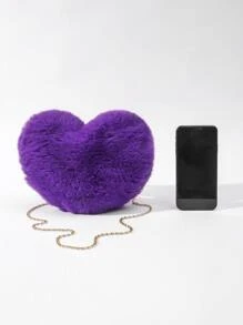 Quà tặng đặc biệt ngày Valentine: Túi đeo vai hình trái tim bằng vải nhung mềm mại, kèm dây đeo chéo và ví nhỏ xinh có khóa kéo! Túi hình trái tim bằng vải nhung độc đáo. Món quà Valentine tuyệt vời nhất dành cho bạn gái, người yêu và phái nữ. Thích hợp cho đi mua sắm, sử dụng hàng ngày, ví hình trái tim thời trang, phối hoàn hảo với váy áo ngày Valentine, túi nhung mới dành cho nữ. - Màu tím - Xem 4