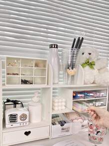 1 Giá để đồ bằng gỗ màu trắng để bàn, phòng ngủ, phòng khách, văn phòng, bàn trang điểm, bàn ký túc xá, nơi lưu trữ bút, bút dạ, băng dính, tượng nhỏ, sách, máy tính, cốc, mỹ phẩm và các vật dụng khác để bàn - trắng - Xem 10