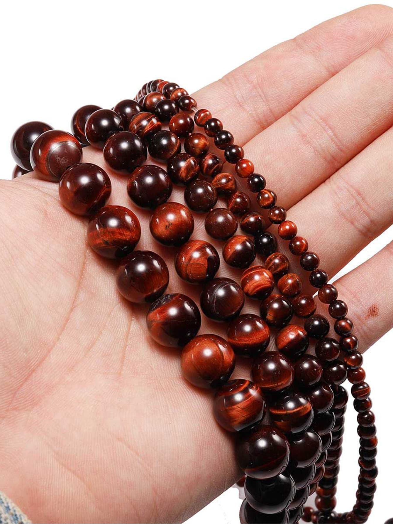 1鋼絞線混合黃色和紅色虎眼寶石散珠DIY首飾製作 - 紅色 - 查看 1