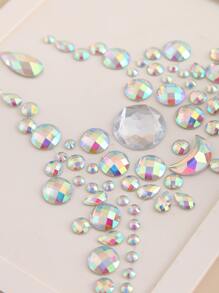 Party Joy 1 Pieza Pegatina De Joyería De Botón De Vientre De Tatuaje Temporal Con Diamantes De Imitación Brillantes Y Gemas De Resina - Multicolor - Ver 5