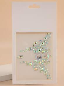 Party Joy 1 Pieza Pegatina De Joyería De Botón De Vientre De Tatuaje Temporal Con Diamantes De Imitación Brillantes Y Gemas De Resina - Multicolor - Ver 3