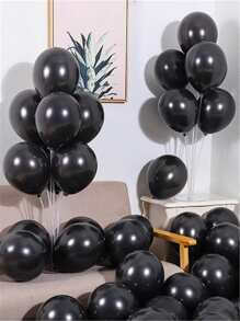 1 Set 20 Pcs Black Pearlized Latex Balloons, Thick Pearlized Balloons Round Shape, Non-Burst For Proposal, Wedding Room Romantic Decor, Birthday Party Decor, Multicolor Balloons - Black - View 1