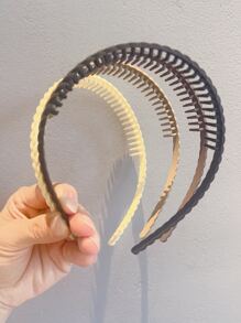 4 Peças Faixa de Cabelo Sólida Antiderrapante Casual para o Dia a Dia Feminina, Tiara, Arco de Cabelo, Faixa de Cabelo Zig Zag