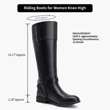 Jeossy Women's 50 Knee High Riding Boots Calf Metal Buckle Boot