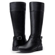 Jeossy Women's 50 Knee High Riding Boots Calf Metal Buckle Boot