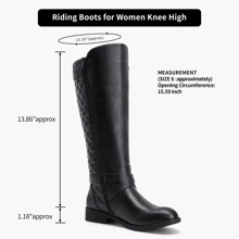 Women's 950 Knee High Ridng Boots Metal Buckle Boot - 黑色 - 查看 4