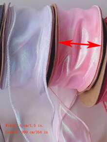 1 Roll Of Pink Iridescent Mermaid Tail Satin Ribbon For Gift Wrapping - Pink - View 3