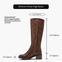 Women's 9661 Knee High Boots | Riding High Boots With Inner Zipper And Side Elastic Hidden Band - Coffee Brown - View 4