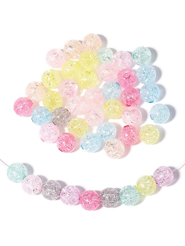 50-100pcs/Pack Cute Style Acrylic Colorful Transparent Crackle Beads, Wholesale DIY Jewelry Accessories